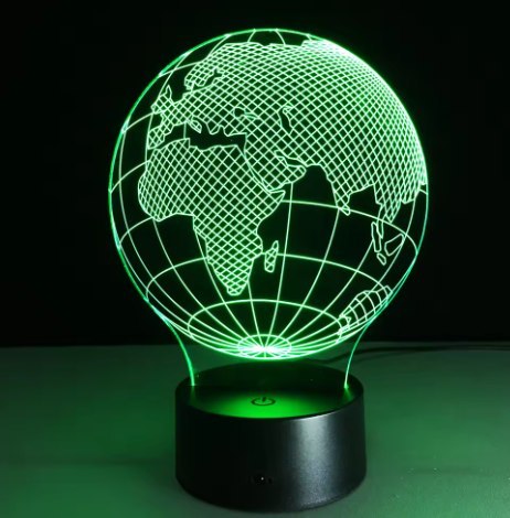 Lampka LED - Globus - 7 różnych kolorów - USB - P108