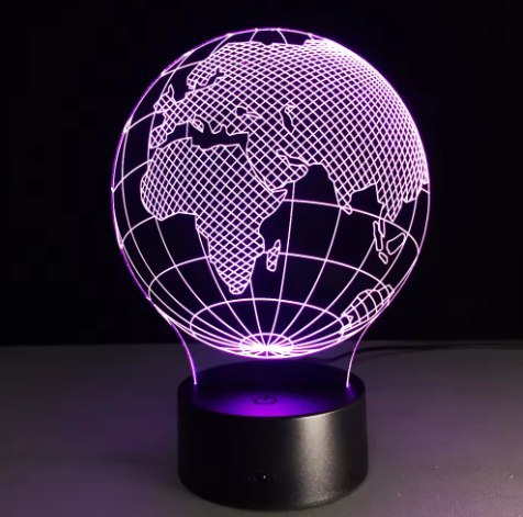 Lampka LED - Globus - 7 różnych kolorów - USB - P108