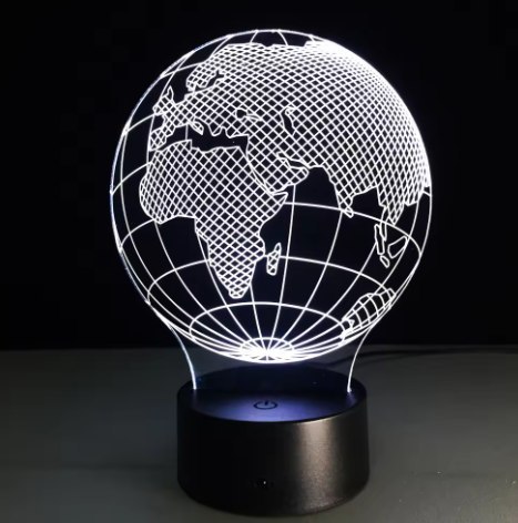 Lampka LED - Globus - 7 różnych kolorów - USB - P108