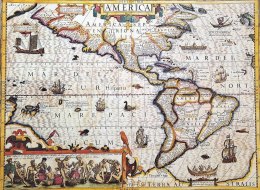 Mapa Ameryki 1628r. - J. Hondius Reprint - M1628