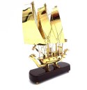 Okręt mosiężny na podstawie drewnianej - 30cm - N-3615A