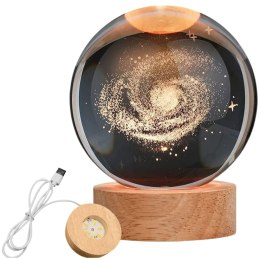 Szklana Kula 3D Droga Mleczna - Lampka Nocna LED USB - Gadżet na Biurko - KDM