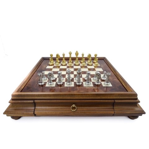 Wielkie ekskluzywne szachy Italfama z pozłacanego metalu 53x53 cm - N137