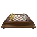 Wielkie ekskluzywne szachy Italfama z pozłacanego metalu 53x53 cm - N137