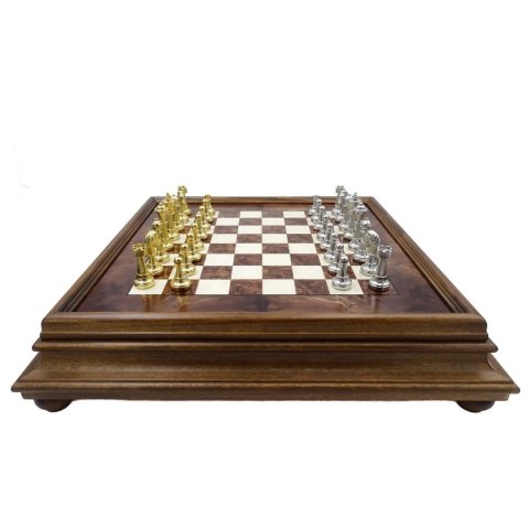 Wielkie ekskluzywne szachy Italfama z pozłacanego metalu 53x53 cm - N137