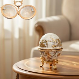 Ekskluzywne Szkatułka Jajo Fabergé Metalowa z Kryształkami - B0794-00