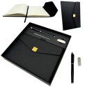 Elegancki Zestaw Prezentowy Premium - Notes A5 z Długopisem i Pendrive 16GB w Pudełku - Czarno-złoty - EE9