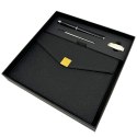 Elegancki Zestaw Prezentowy Premium - Notes A5 z Długopisem i Pendrive 16GB w Pudełku - Czarno-złoty - EE9