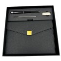 Elegancki Zestaw Prezentowy Premium - Notes A5 z Długopisem i Pendrive 16GB w Pudełku - Czarno-złoty - EE9