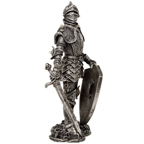 Figurka Dekoracyjna Rycerz w Srebrnej Zbroi Wysokość 30 cm - MC-23053