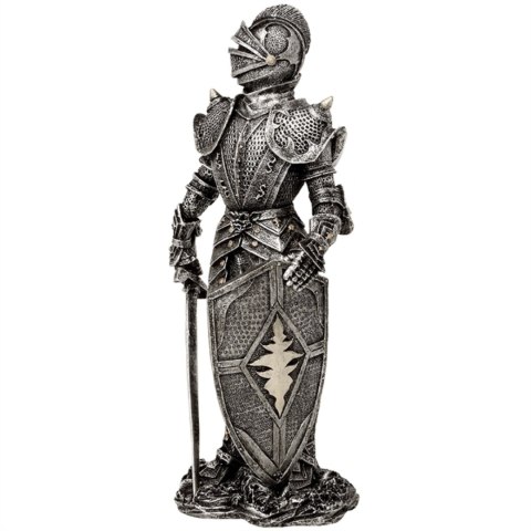 Figurka Dekoracyjna Rycerz w Srebrnej Zbroi Wysokość 30 cm - MC-23053