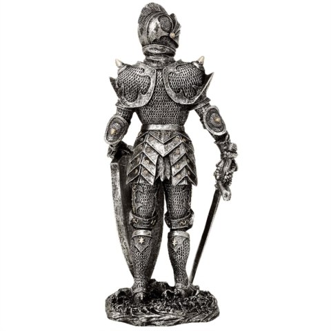 Figurka Dekoracyjna Rycerz w Srebrnej Zbroi Wysokość 30 cm - MC-23053