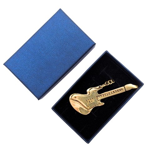 Mosiężny Brelok do Kluczy Gitara w Eleganckim Pudełku - Prezent dla Gitarzysty - KRT21A