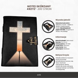 Notes Skórzany Krzyż Religijny - 200 stron - AH15