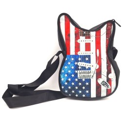 Torba na ramię w kształcie gitary - flaga amerykańska - Prezent dla muzyka