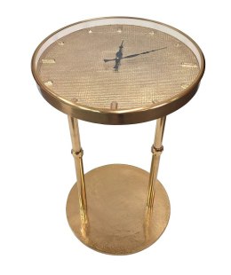 Złoty Stolik Metalowy Glamour z Zegarem - Piękna dekoracja - 1056A