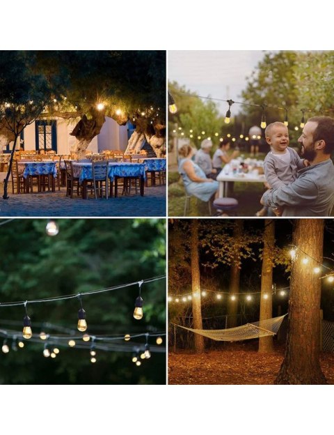 Girlanda Ogrodowa Świetlna 20M 20X Żarówka LED Sieciowa Wodoszczelna