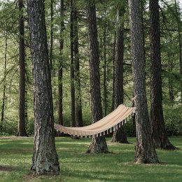 Hamak ogrodowy beżowy jednoosobowy 200x100cm biały PROGARDEN 911902-B