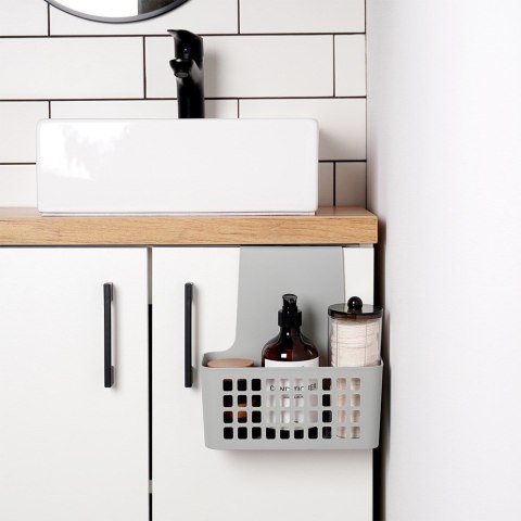 Koszyk na drzwi do kuchni łazienki szafki na gąbki kuchenne plastikowy szary 23.5x10x24cm EXCELLENT HOUSEWARE 810105-S