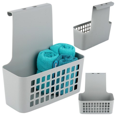 Koszyk na drzwi do kuchni łazienki szafki na gąbki kuchenne plastikowy szary 23.5x10x24cm EXCELLENT HOUSEWARE 810105-S