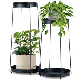 Kwietnik stojący metalowy czarny 2-poziomowy 46 / 58cm 2 sztuki TRENDS4YOU 569973