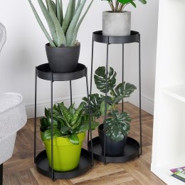 Kwietnik stojący metalowy czarny 2-poziomowy 46 / 58cm 2 sztuki TRENDS4YOU 569973