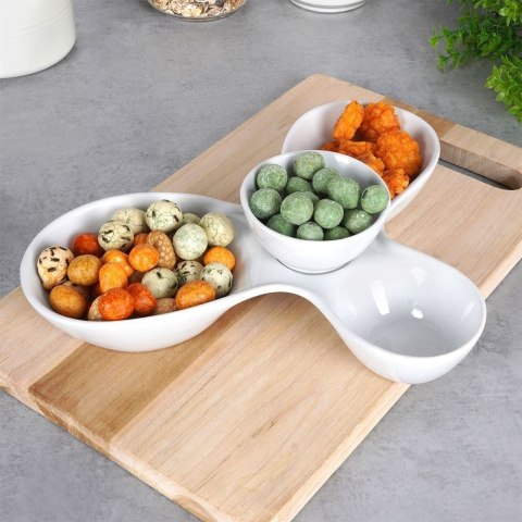 Miseczki na przekąski sosy dipy ceramiczne białe 26x22x6.5cm ALPINA 139330