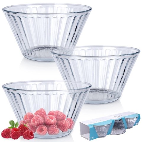 Miseczki szklane na przekąski miski 11.5cm 270ml 3 sztuki EXCELLENT HOUSEWARE 139612