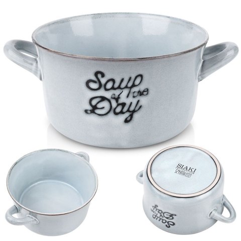 Miska do zupy na zupę bulionówka z uchem ceramiczna niebieska 600ml SIAKI COLLECTION 139011-N