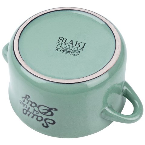 Miska do zupy na zupę bulionówka z uchem ceramiczna zielona 600ml SIAKI COLLECTION 139011-Z