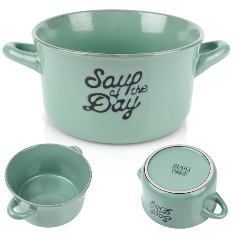 Miska do zupy na zupę bulionówka z uchem ceramiczna zielona 600ml SIAKI COLLECTION 139011-Z