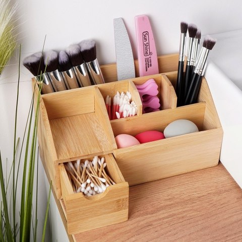 Organizer na kosmetyki akcesoria do makijażu do łazienki bambusowy ELEGANZA 569741