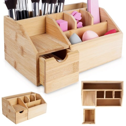 Organizer na kosmetyki akcesoria do makijażu do łazienki bambusowy ELEGANZA 569741