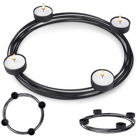 Świecznik metalowy czarny na 4 świeczki 28x3.5cm HOME STYLING COLLECTION 569783