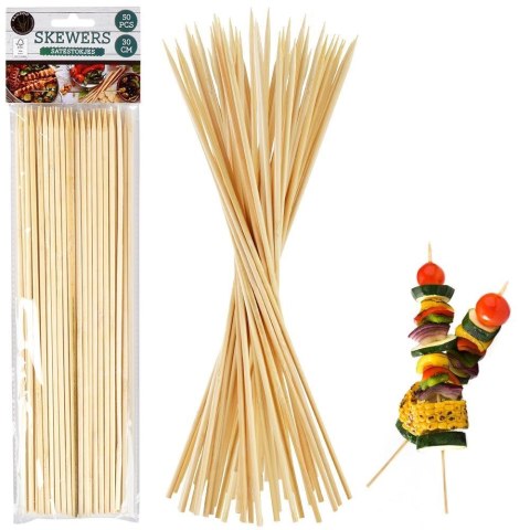Szpikulce do szaszłyków mięsa patyczki bambusowe 30cm 50 sztuk EXCELLENT HOUSEWARE 489138
