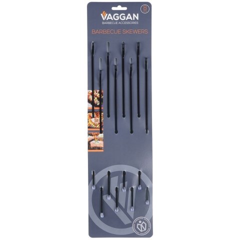 Szpikulce do szaszłyków mięsa szampury stalowe czarne 31.5cm 8 sztuk VAGGAN 489167