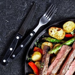 Sztućce do steków burgerów mięsa pizzy na grilla stalowe 12-ele BBQ 140403