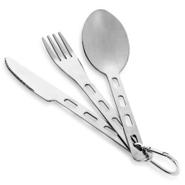 Sztućce turystyczne z karabińczykiem na kemping camping stalowe 3-ele REDCLIFFS 139807