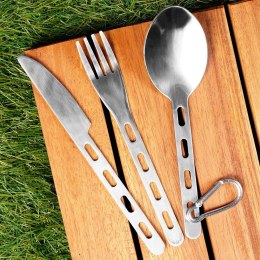 Sztućce turystyczne z karabińczykiem na kemping camping stalowe 3-ele REDCLIFFS 139807