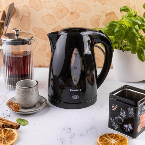 Czajnik elektryczny 1,2 L, czarny, szybkie gotowanie, KLAUSBERG KB-9001