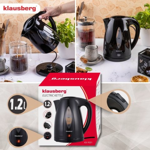 Czajnik elektryczny 1,2 L, czarny, szybkie gotowanie, KLAUSBERG KB-9001