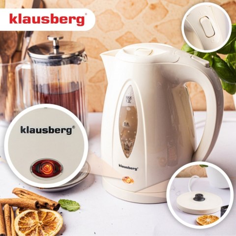 Czajnik elektryczny 1,2 L, kremowy, LED, szybkie gotowanie, KLAUSBERG KB-9002