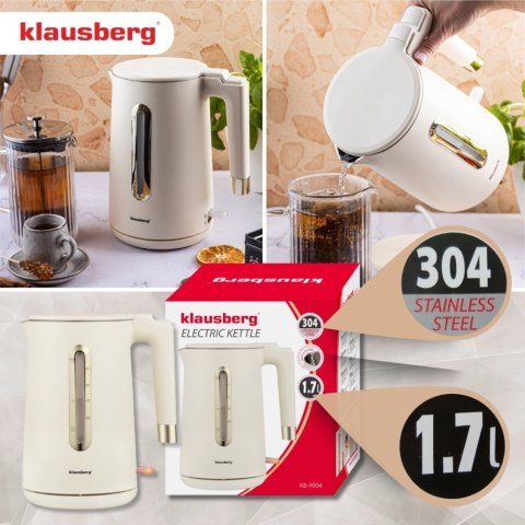 Czajnik elektryczny, 1,7 L, kremowy stal 304, KLAUSBERG KB-9004