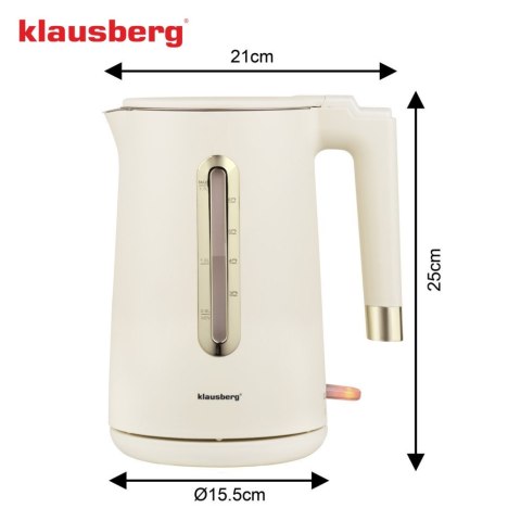 Czajnik elektryczny, 1,7 L, kremowy stal 304, KLAUSBERG KB-9004