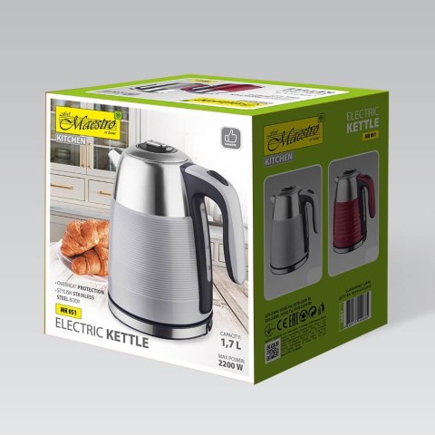 Czajnik elektryczny metalowy 1.7L 2200W szary MAESTRO MR-051-GREY
