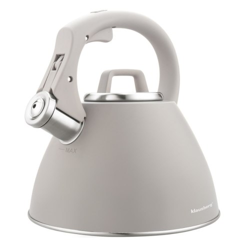 Czajnik stalowy na gaz indukcja 2.5L z gwizdkiem uchwyt Soft-Touch Szary KLAUSBERG KB-7953