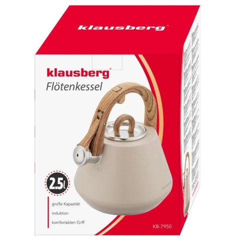 Czajnik stalowy z gwizdkiem 2,5 L beżowy, indukcja, KLAUSBERG KB-7950