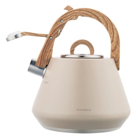 Czajnik stalowy z gwizdkiem 2,5 L beżowy, indukcja, KLAUSBERG KB-7950