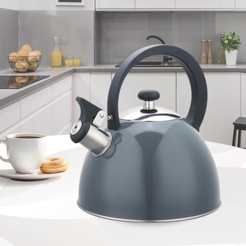 Czajnik stalowy z gwizdkiem na gaz indukcję 2.5L szary MAESTRO MR-1302-GREY