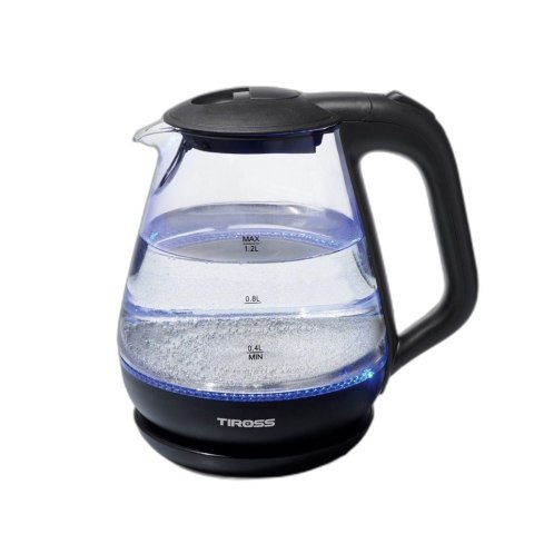 Czajnik szklany elektryczny mały 1.2L 1630W niebieski TIROSS TS-2708